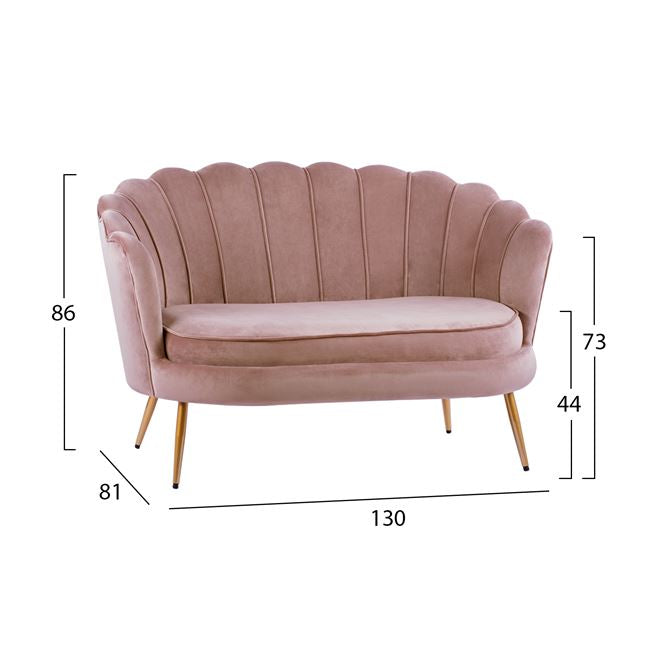 Canapea 2 locuri ELISE VELVET 130 CM