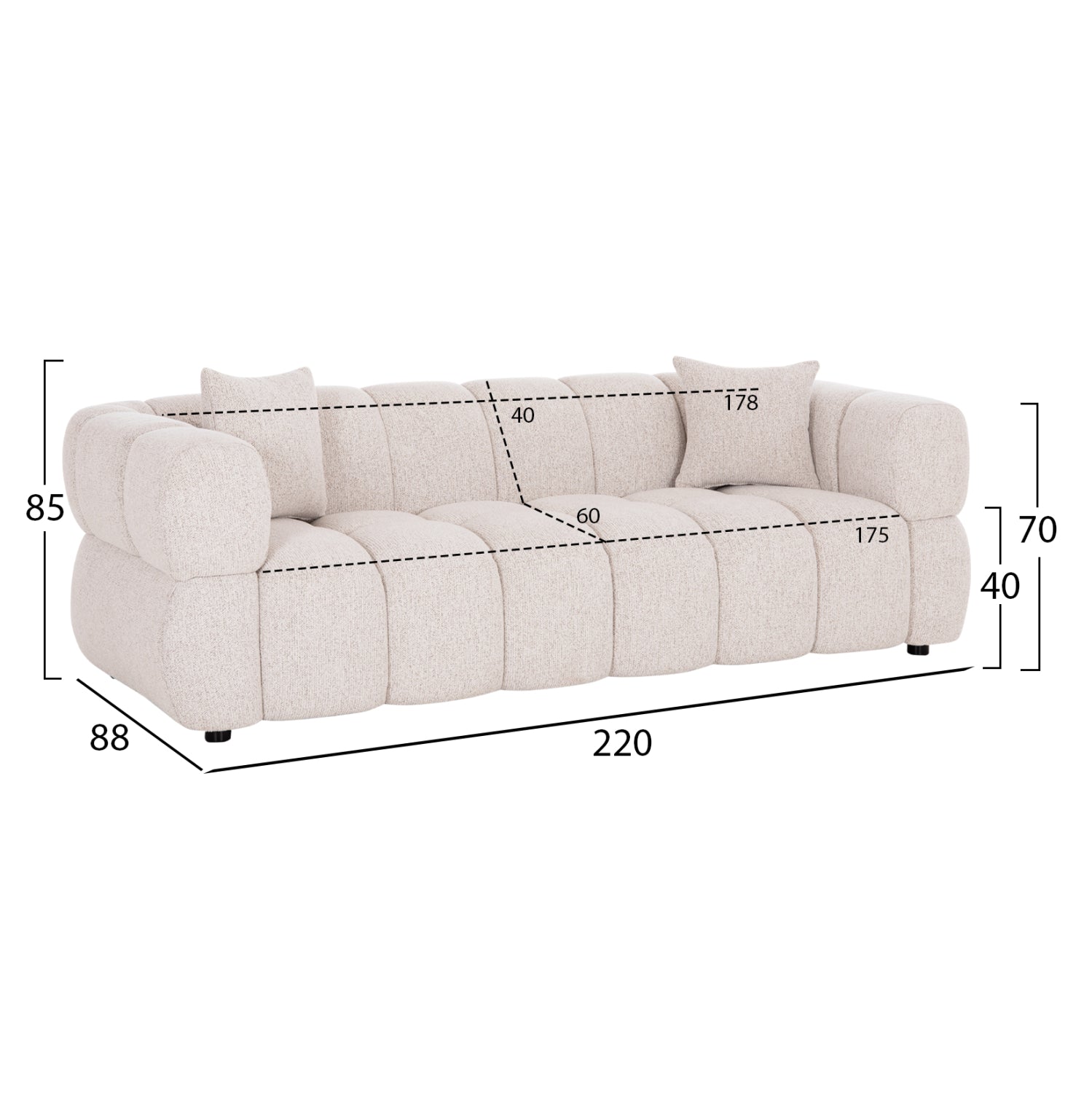 Canapea 3 locuri AMIRIA 220CM