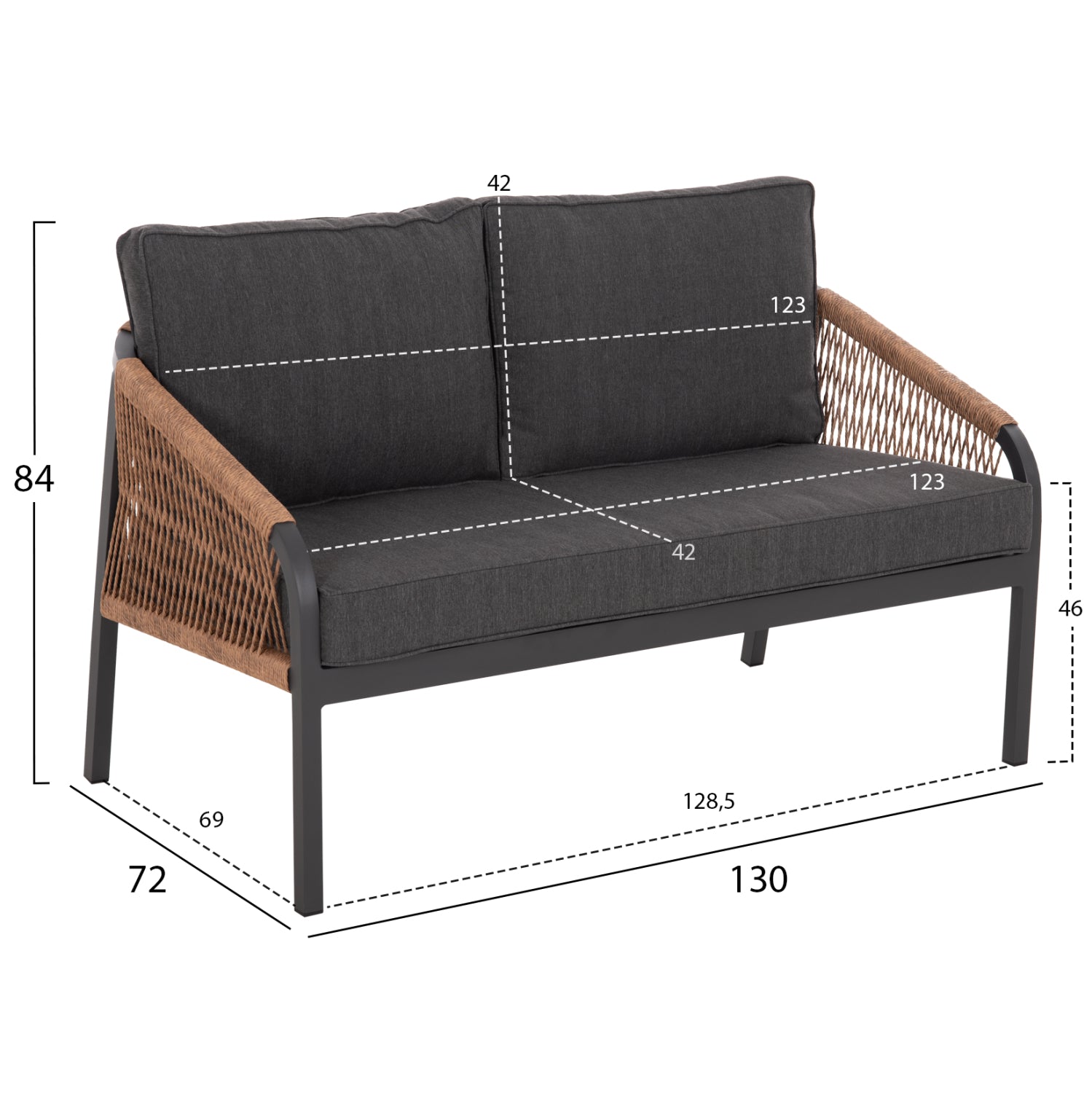 Canapea 2 locuri AMALIA 130 CM