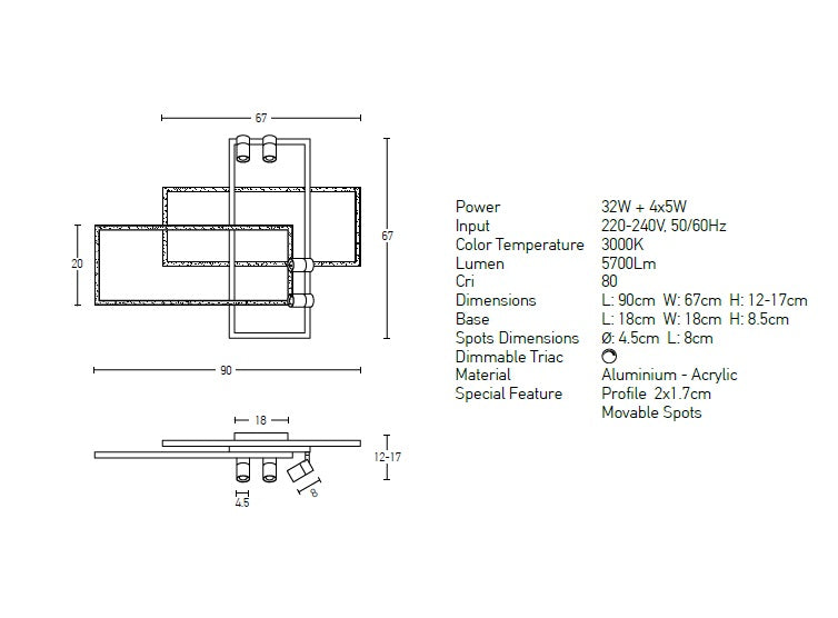 Plafoniera dimabila KILNEY