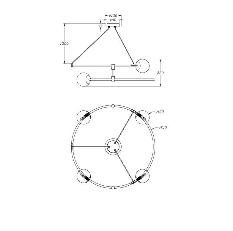 Lampă suspendată BALAN 4L GOLD