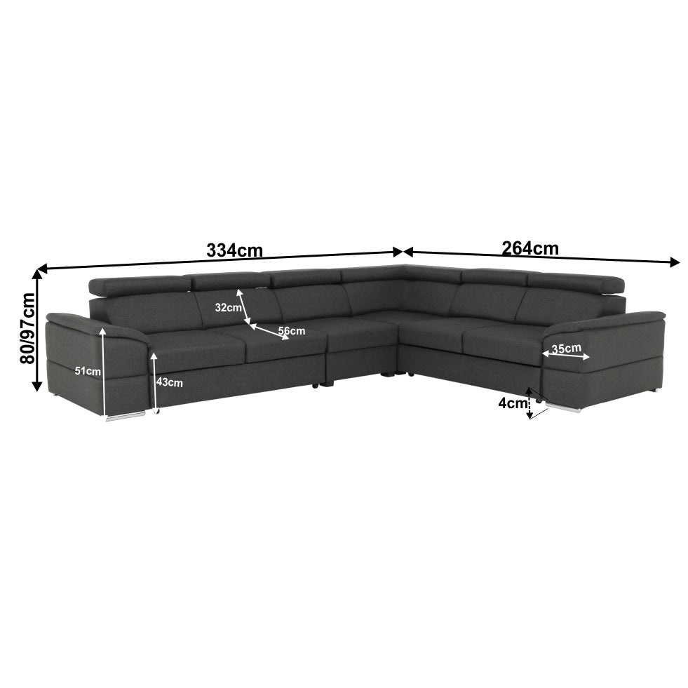 Coltar reversibil extensibil LANGORIA GREY 325 CM