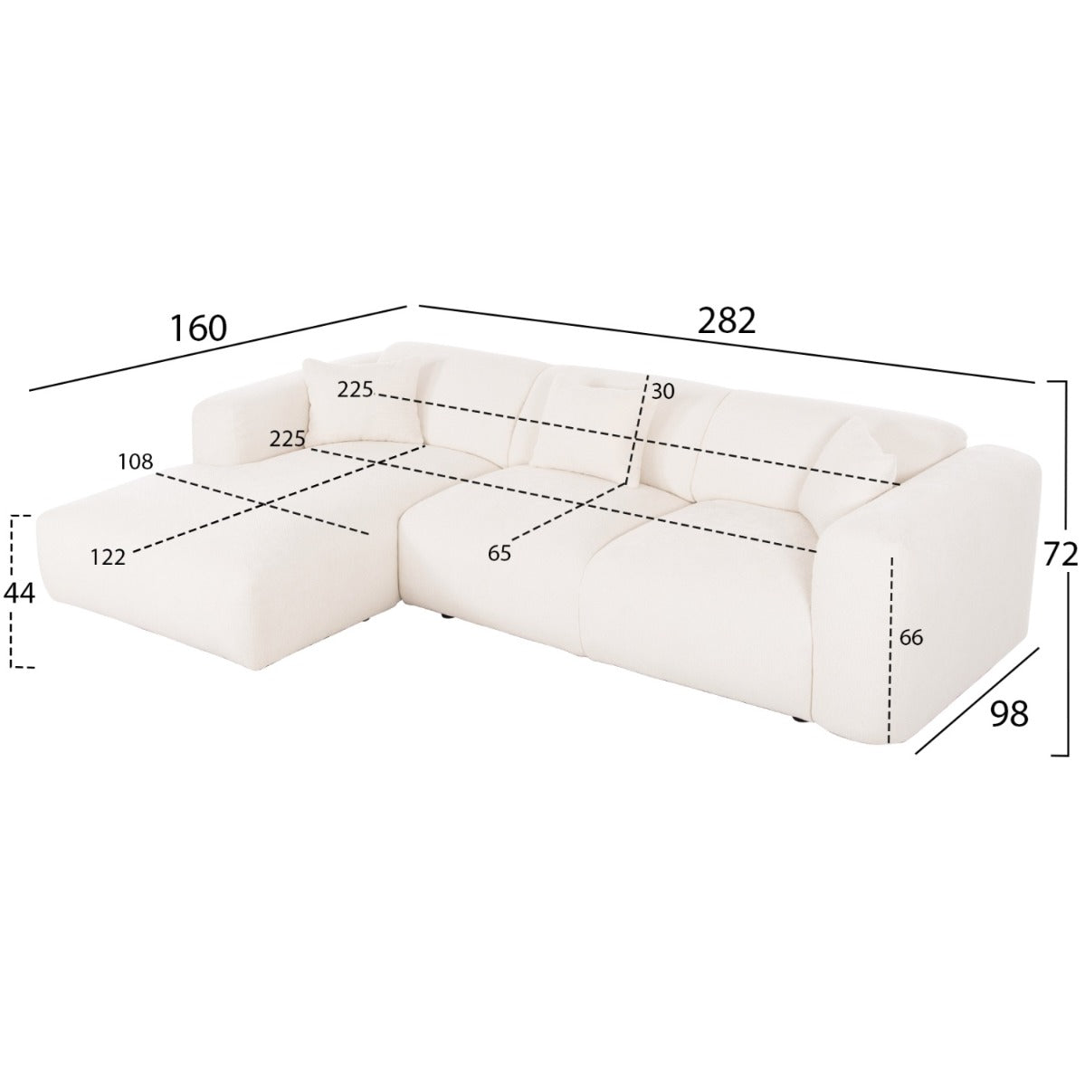 Coltar stanga LARCO CHENILLE 282 CM
