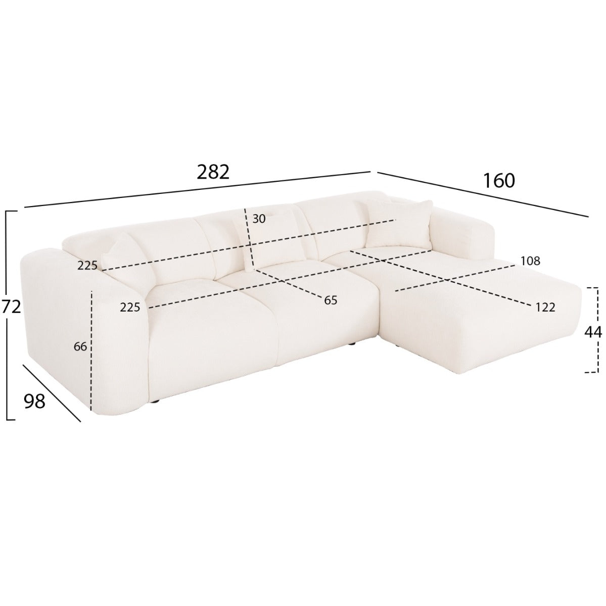 Coltar dreapta LARCO CHENILLE 282 CM