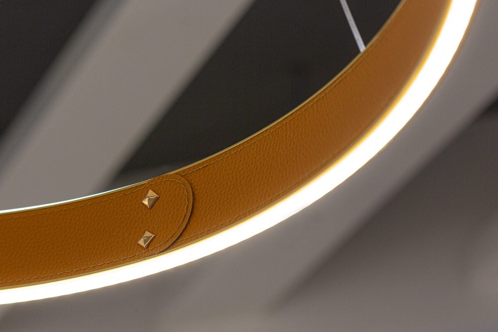 Lampa suspendata LEATHER R coffee & orange