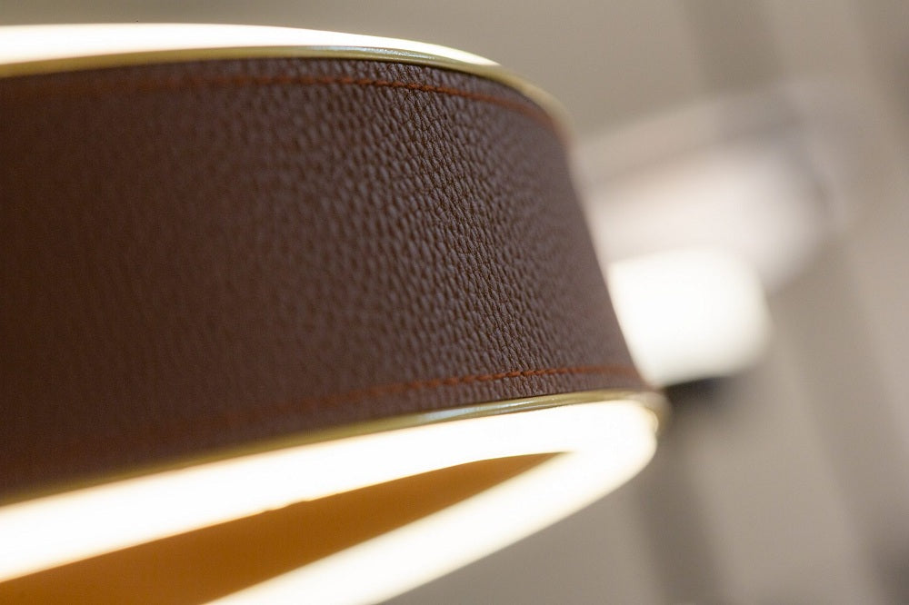 Lampa suspendata LEATHER R coffee & orange