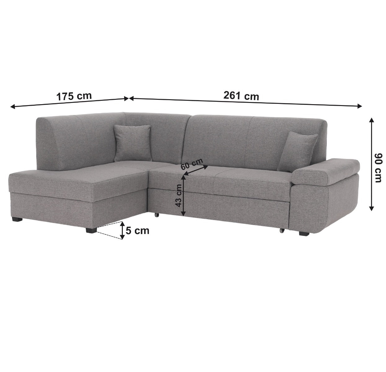 Coltar stanga extensibil LENIVO 261 CM