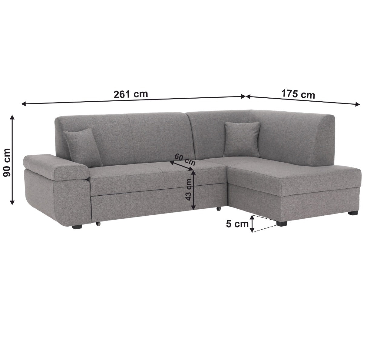 Coltar dreapta extensibil LENIVO 261 CM