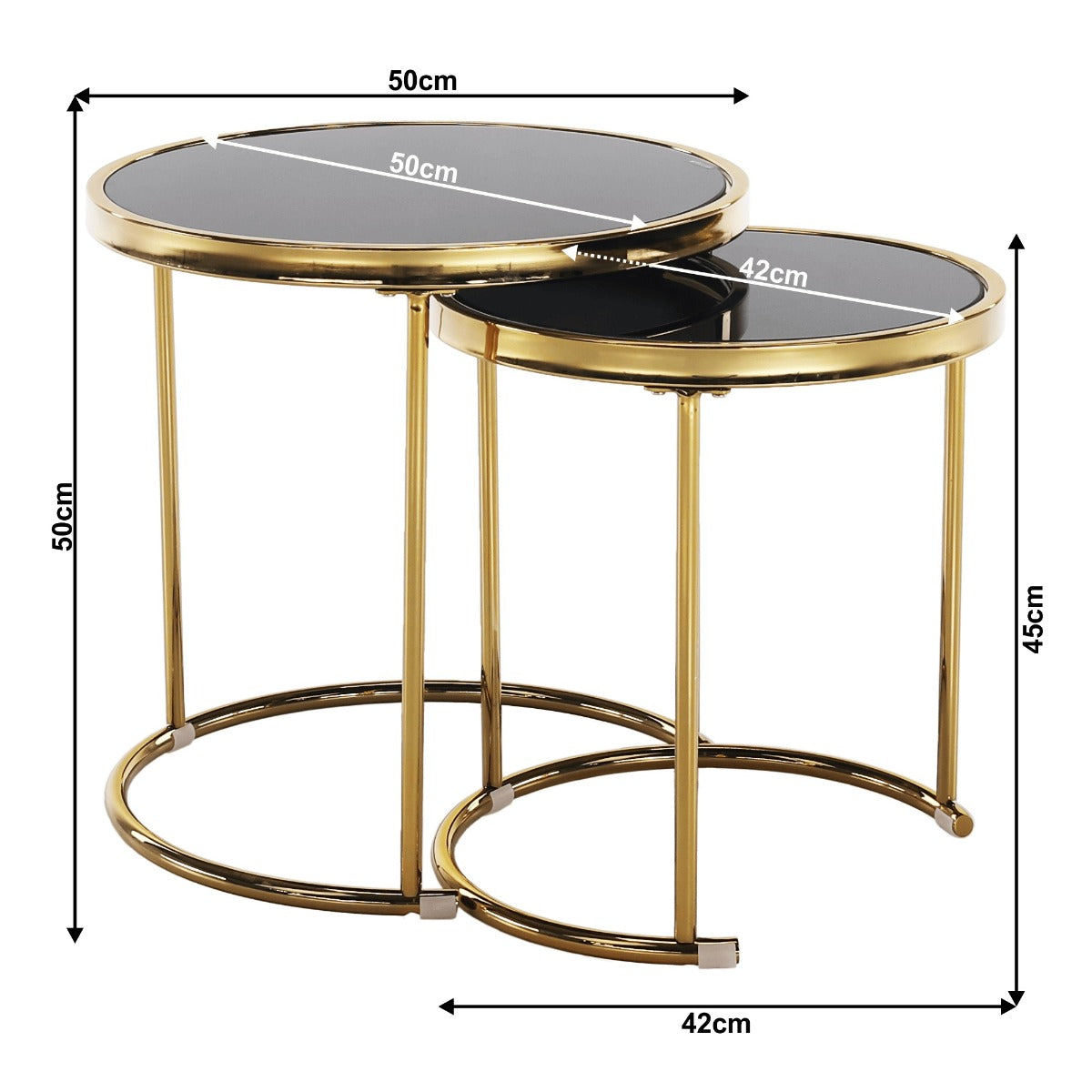 Set 2 masute de cafea LEONEL GOLD Ø42x45/50x50 CM