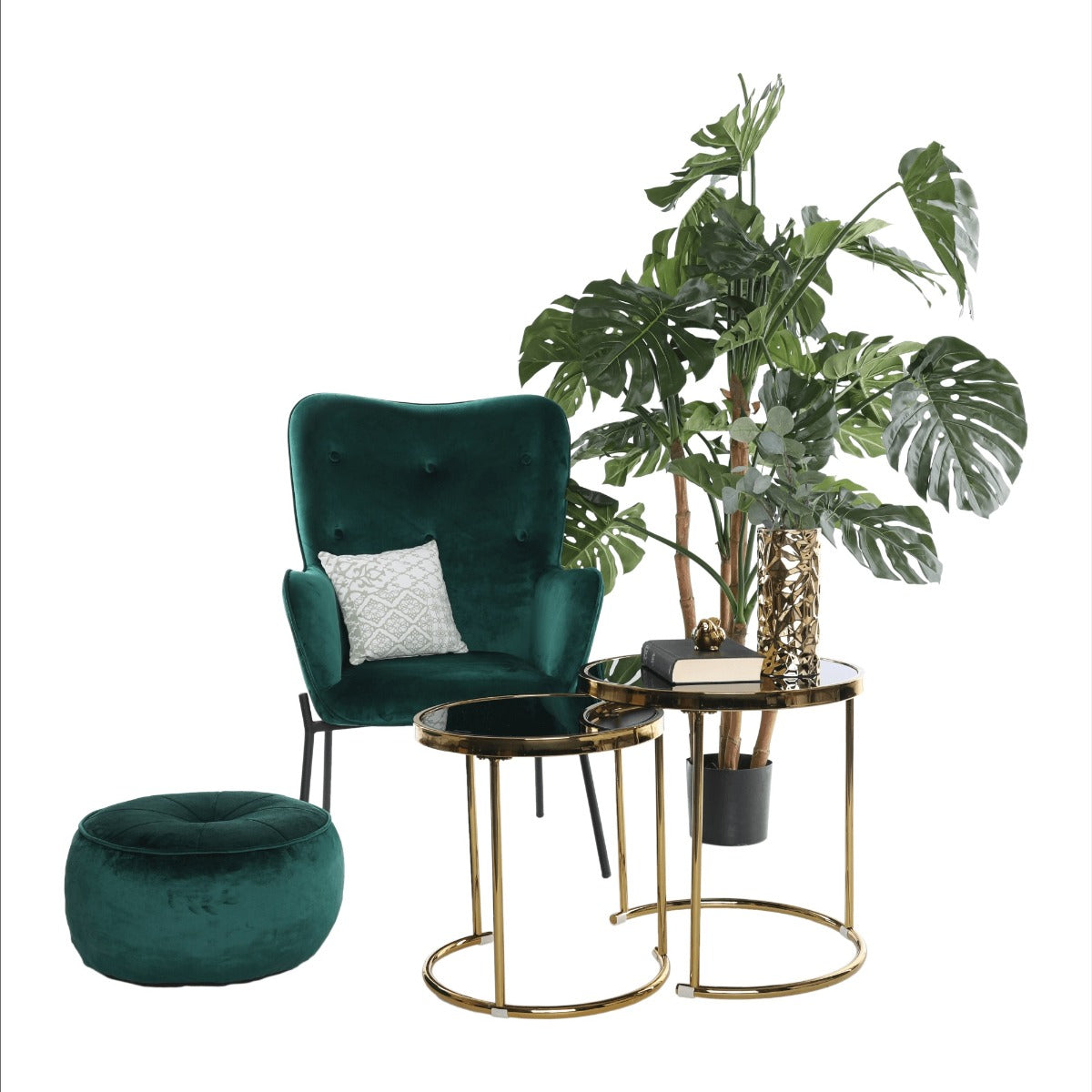 Set 2 masute de cafea LEONEL GOLD Ø42x45/50x50 CM