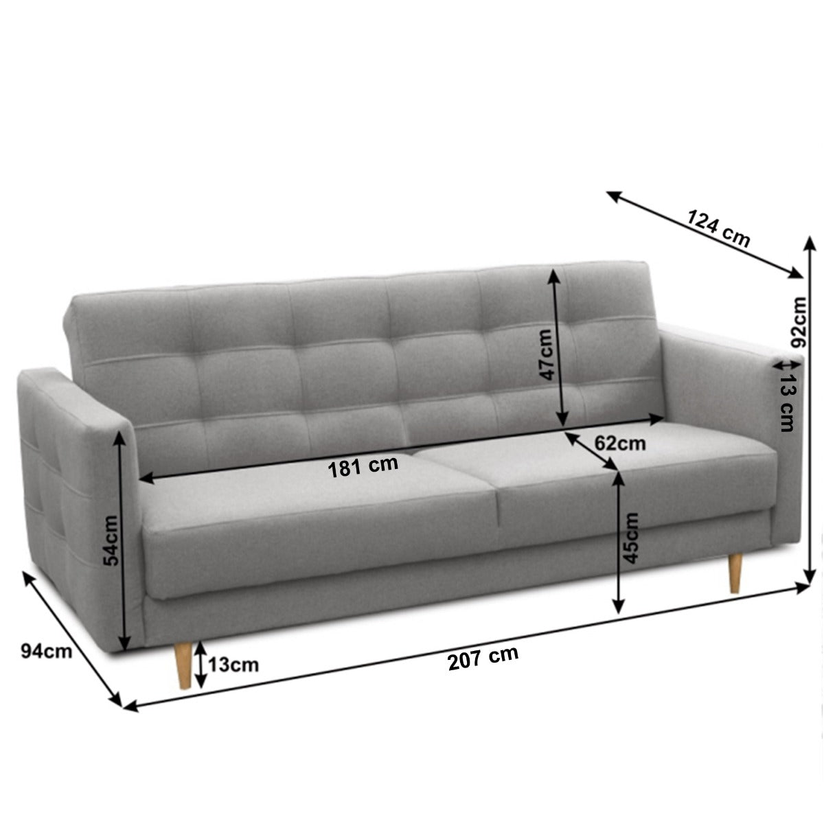 Canapea extensibila 3 locuri LEVISTON 3+2 207 CM