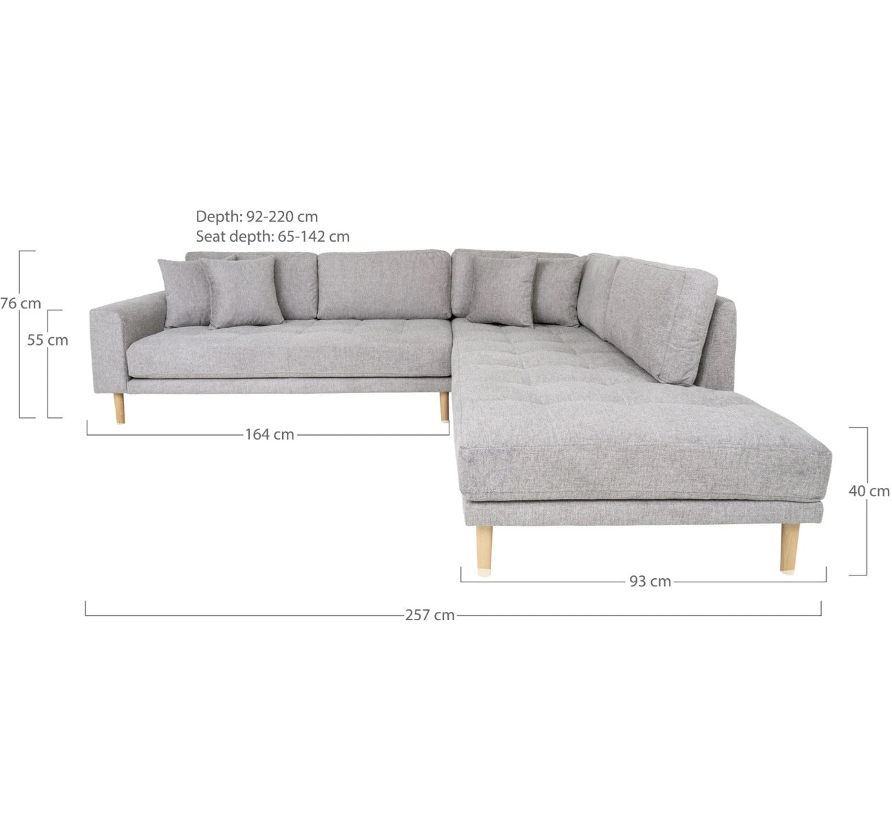 Coltar dreapta LIDAS LIGHT GREY 257 CM