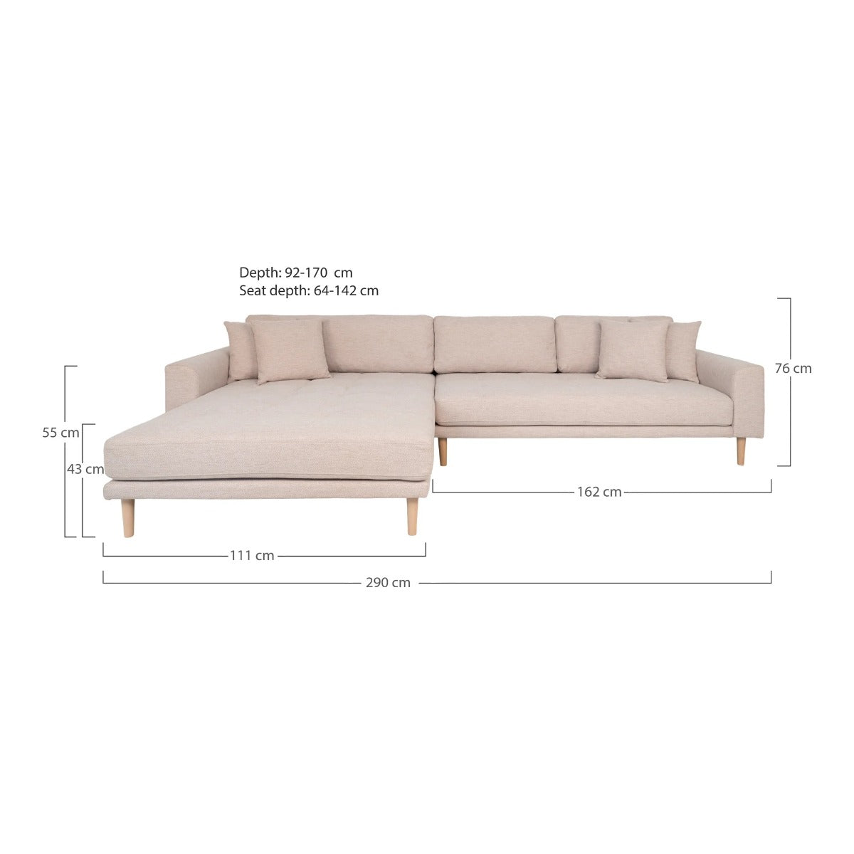 Coltar stanga LIDAS LOUNGE SAND 290 CM