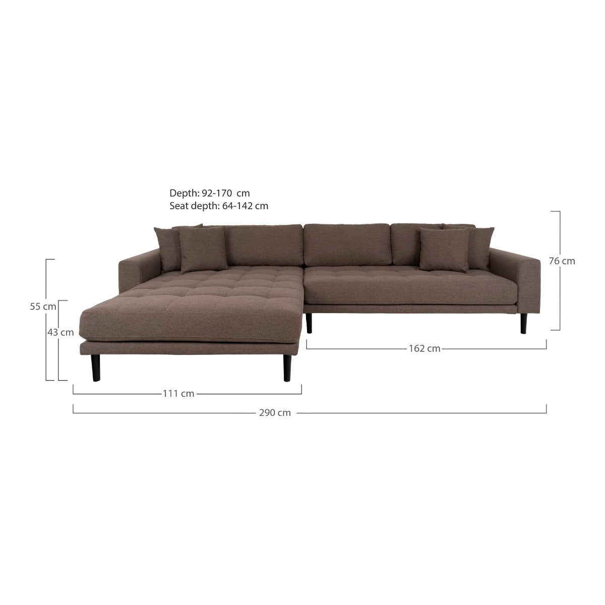 Coltar stanga LIDAS LOUNGE BROWN 290 CM