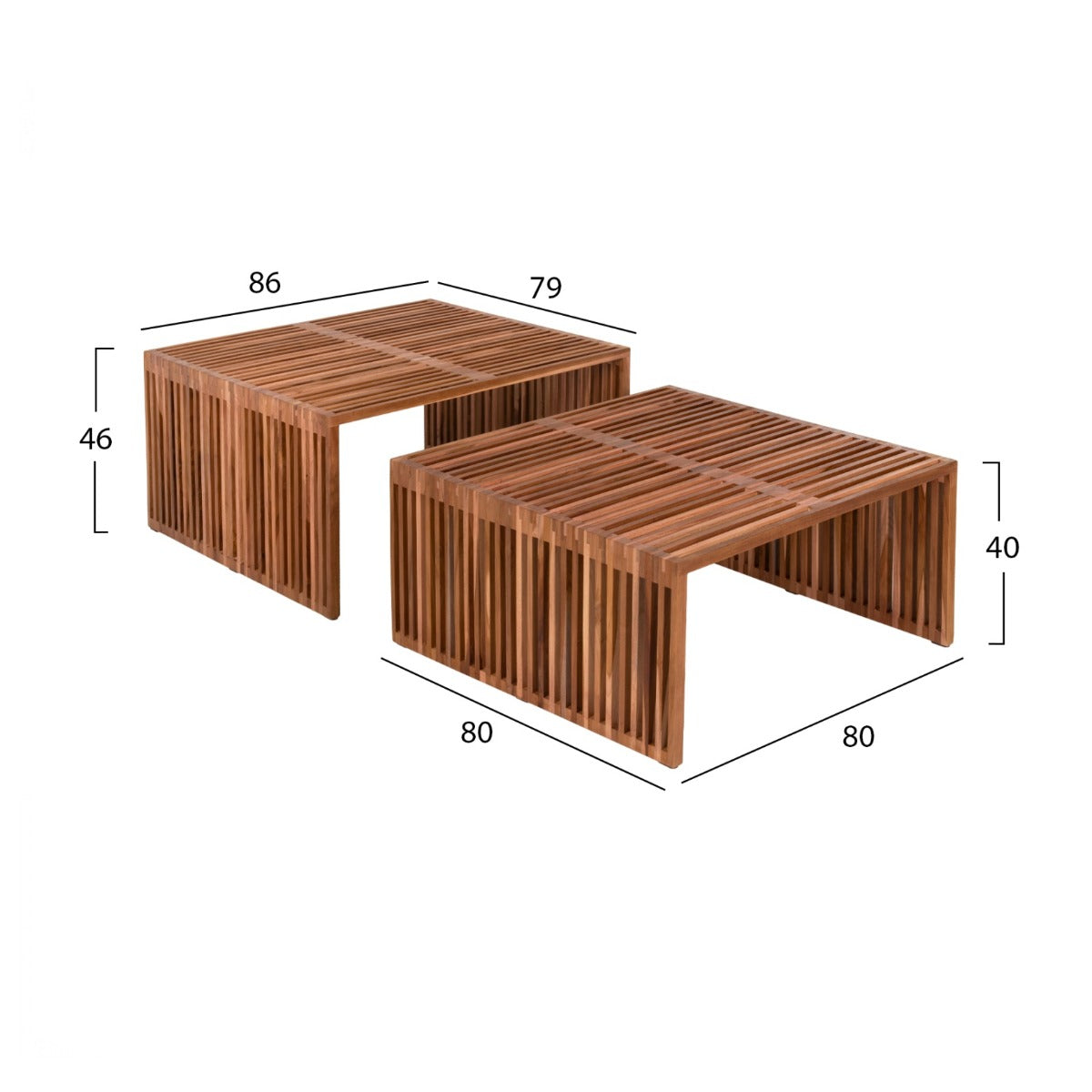 Set 2 masute de cafea MAEVA WOOD 86x79x46/80x40 CM