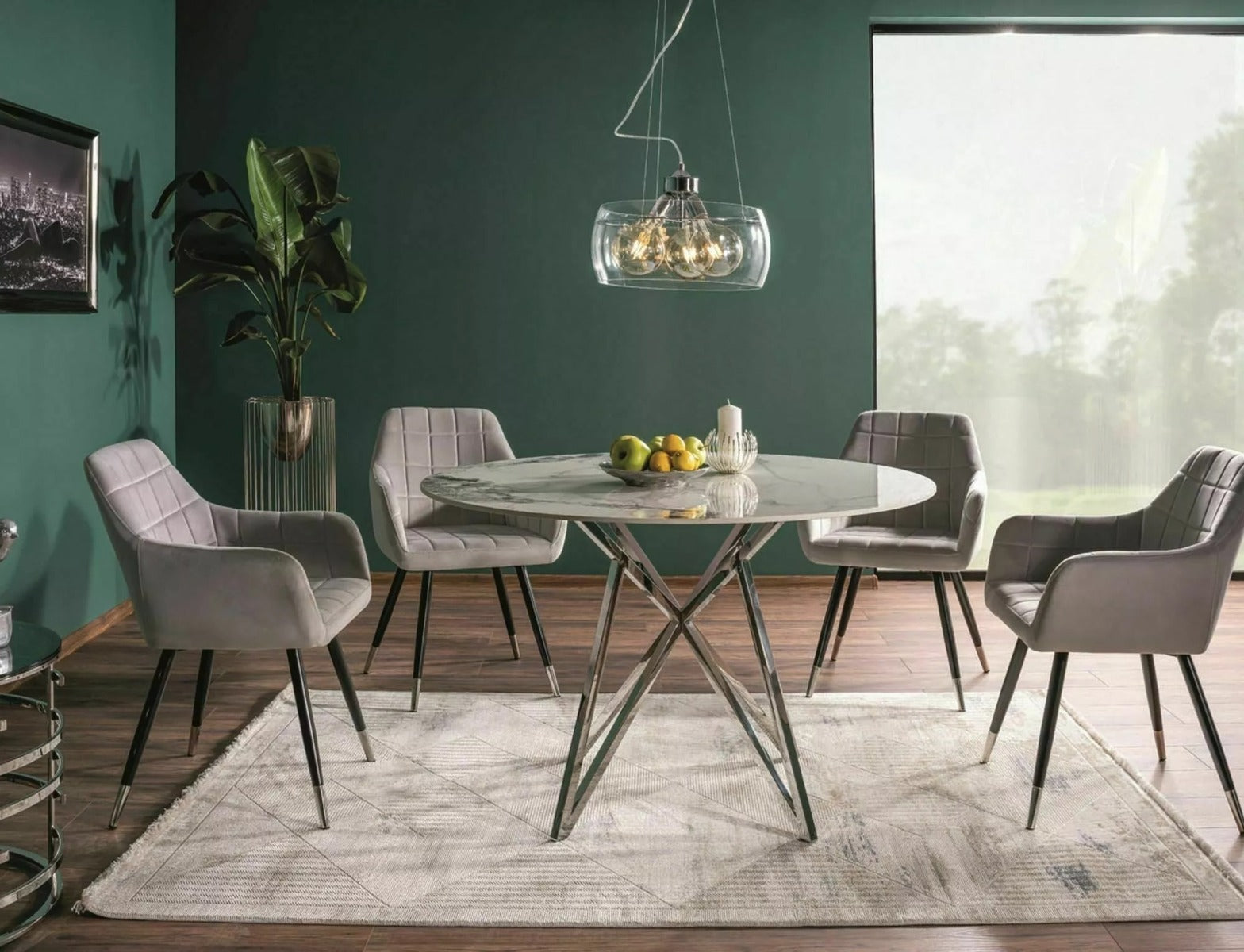 Masa MALVIN CHROME/WHITE Ø90 CM