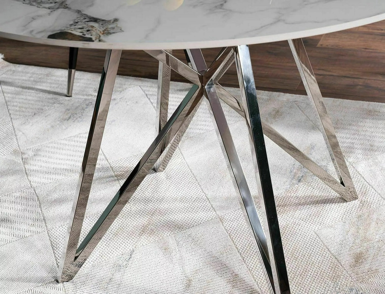 Masa MALVIN CHROME/WHITE Ø90 CM