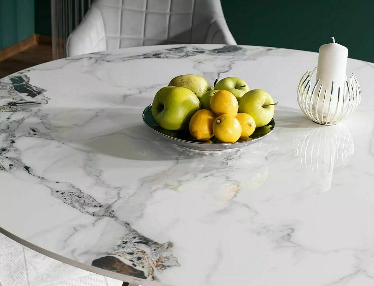 Masa MALVIN CHROME/WHITE Ø90 CM