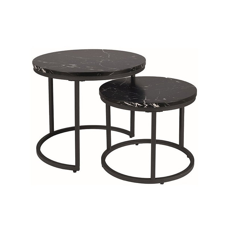 Set 2 masute de cafea MAROYNA BLACK Ø53/43CM