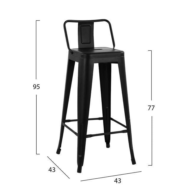 Scaun de bar MEDIUM MATT BLACK H77 CM