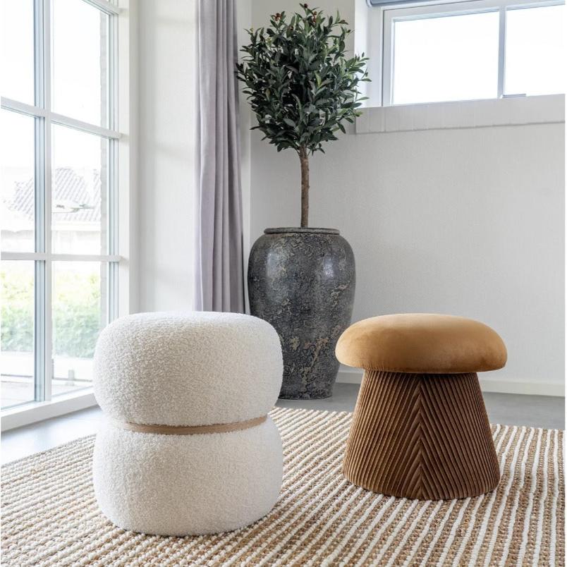 Taburet MILORD WHITE BOUCLE Ø38 CM