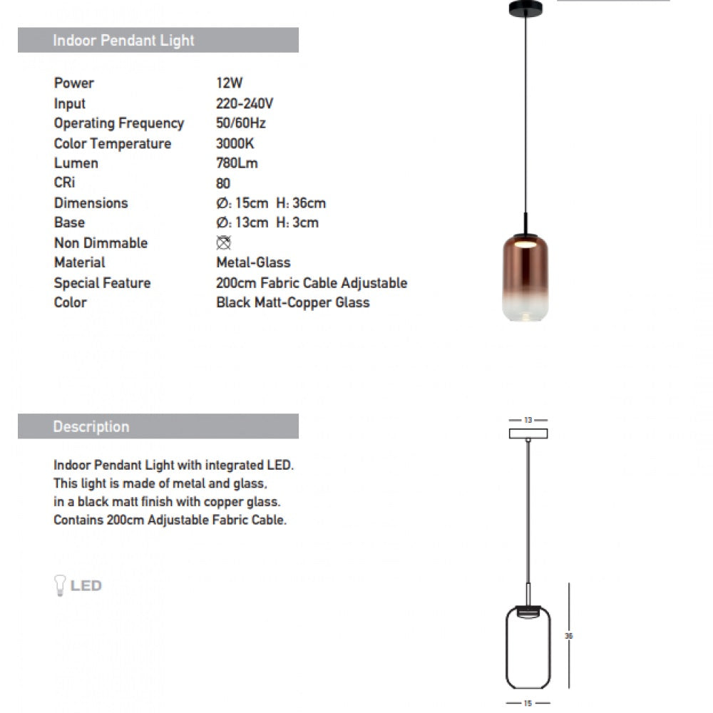 Lampa suspendata NAVALO Ø15 CM