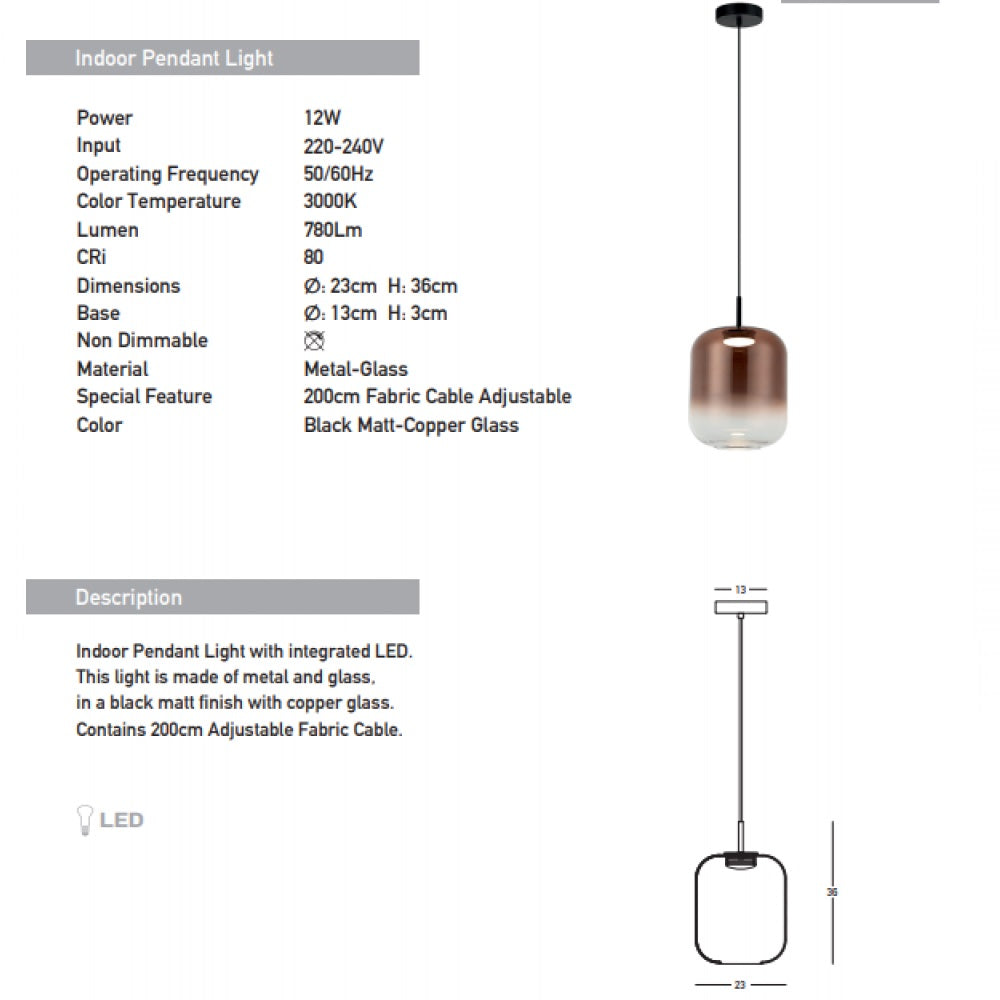 Lampa suspendata NAVALO Ø23 CM