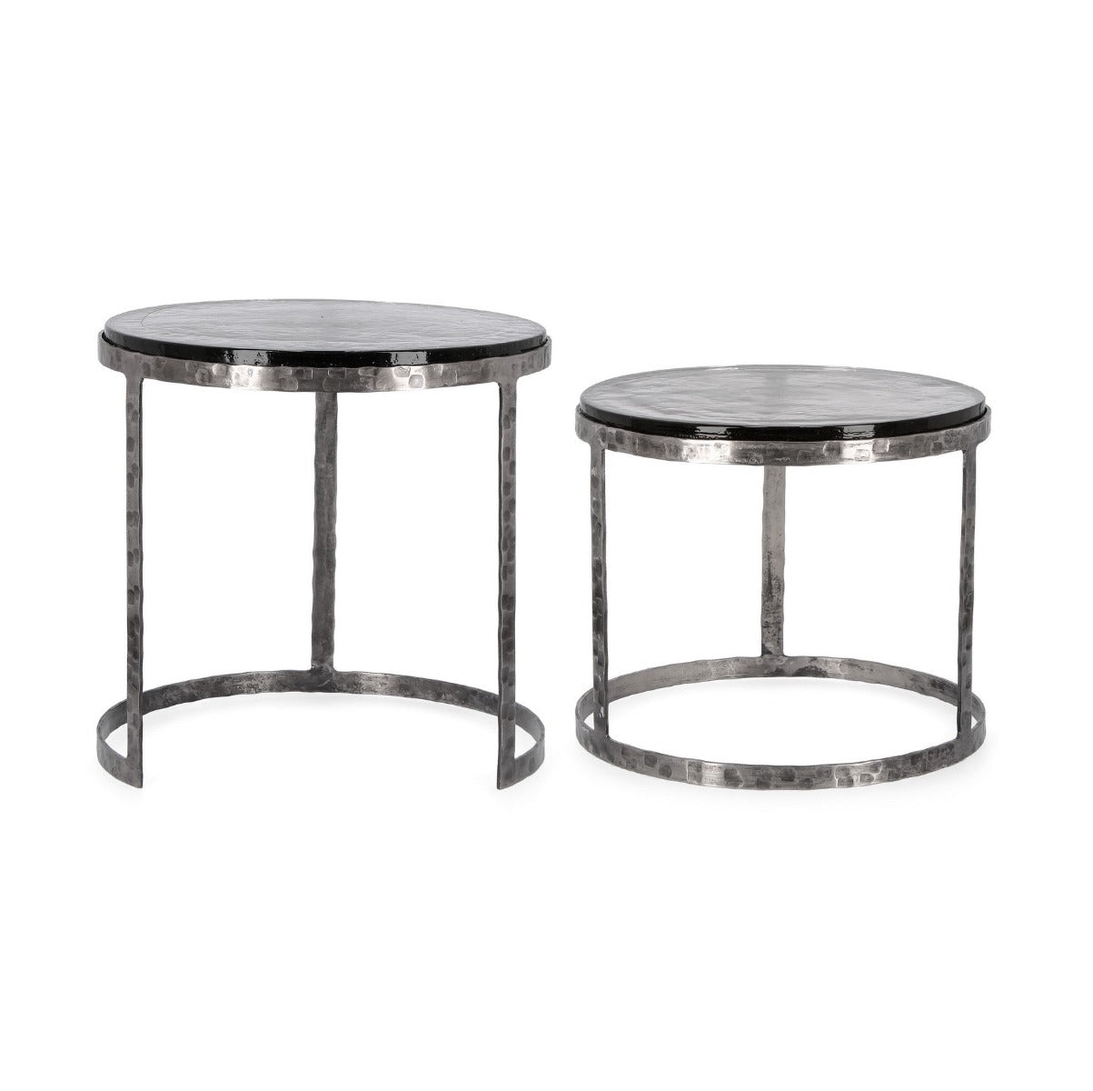 Set 2 masute de cafea NORELA NICKEL Ø39x36/46x45 CM