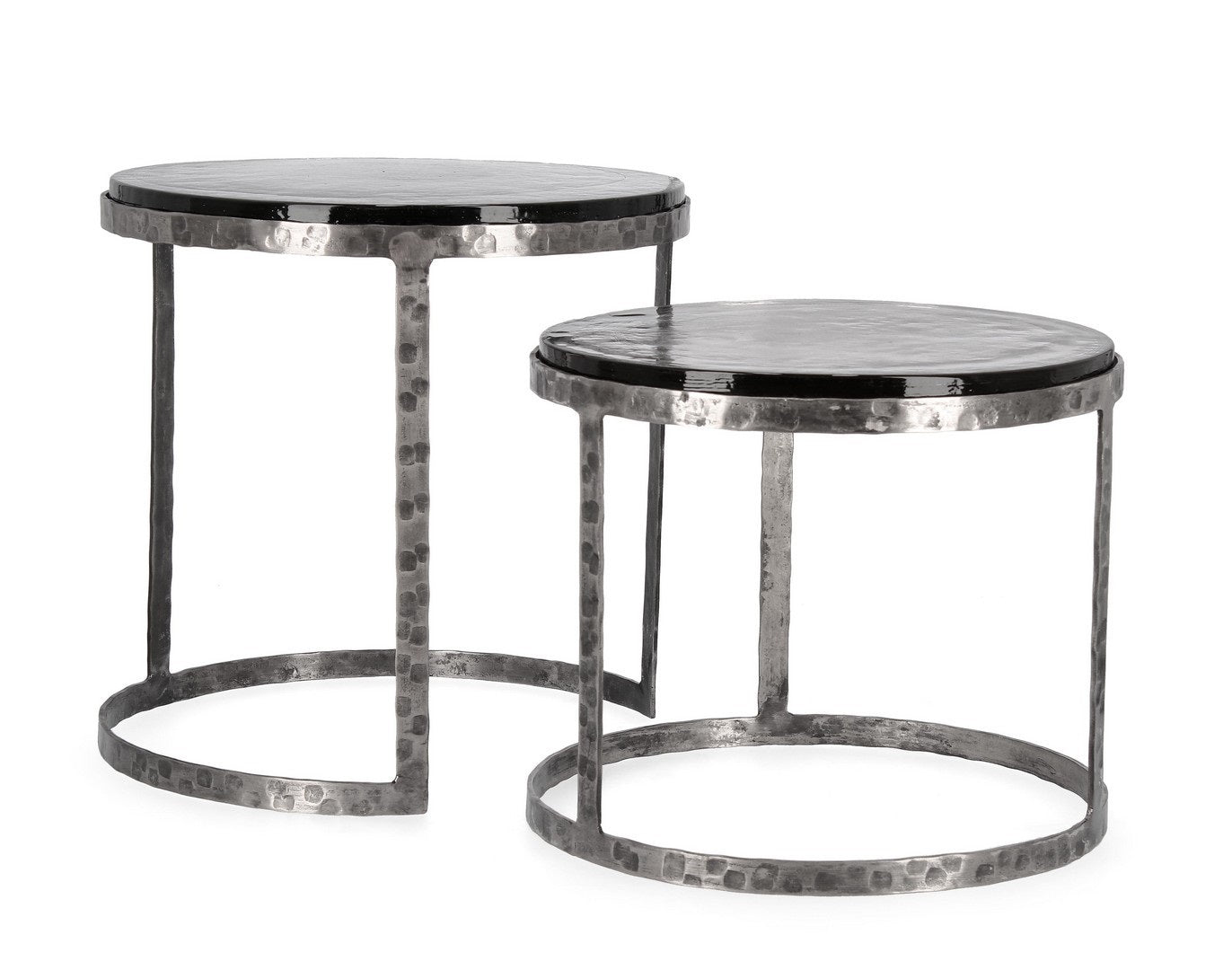 Set 2 masute de cafea NORELA NICKEL Ø39x36/46x45 CM