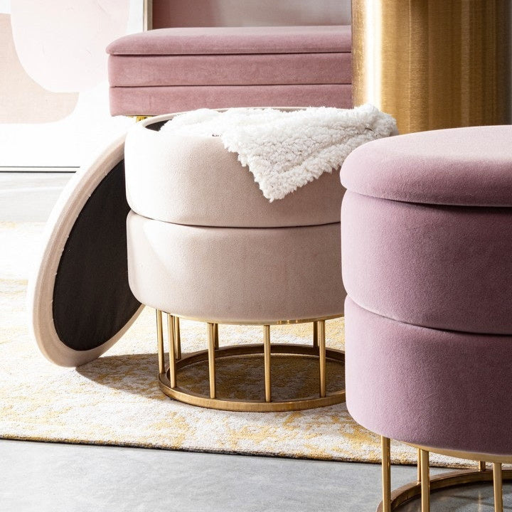 Taburet PAVLINA BEIGE Ø37 CM