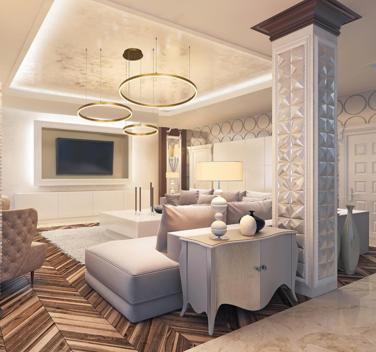 Set 3 lampi suspendate EDEN GOLD DIMMABIL