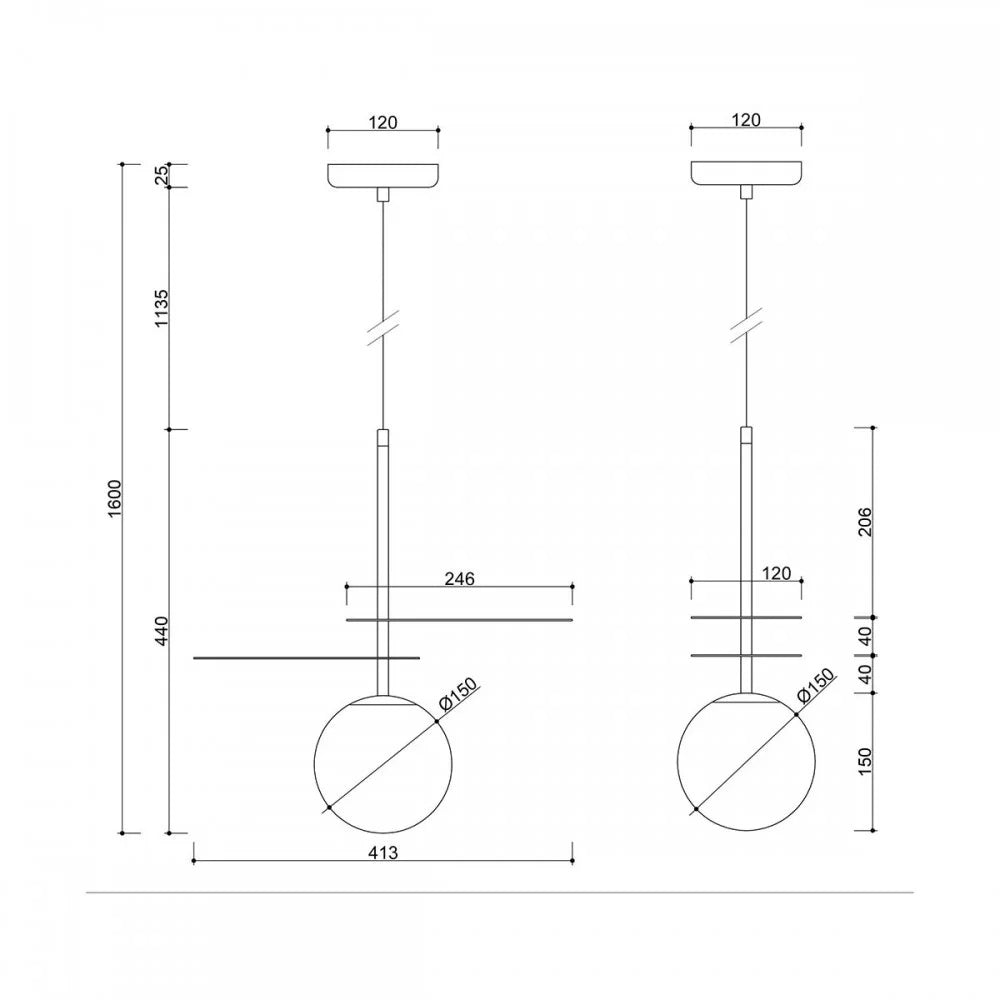 Lampă suspendată LINDRA A — Alamă
