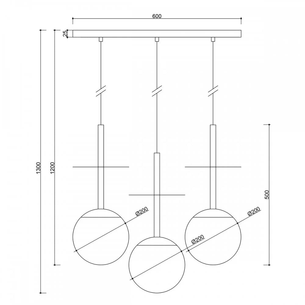 Lampă suspendată SOLVRA A 3L — Negru / alamă