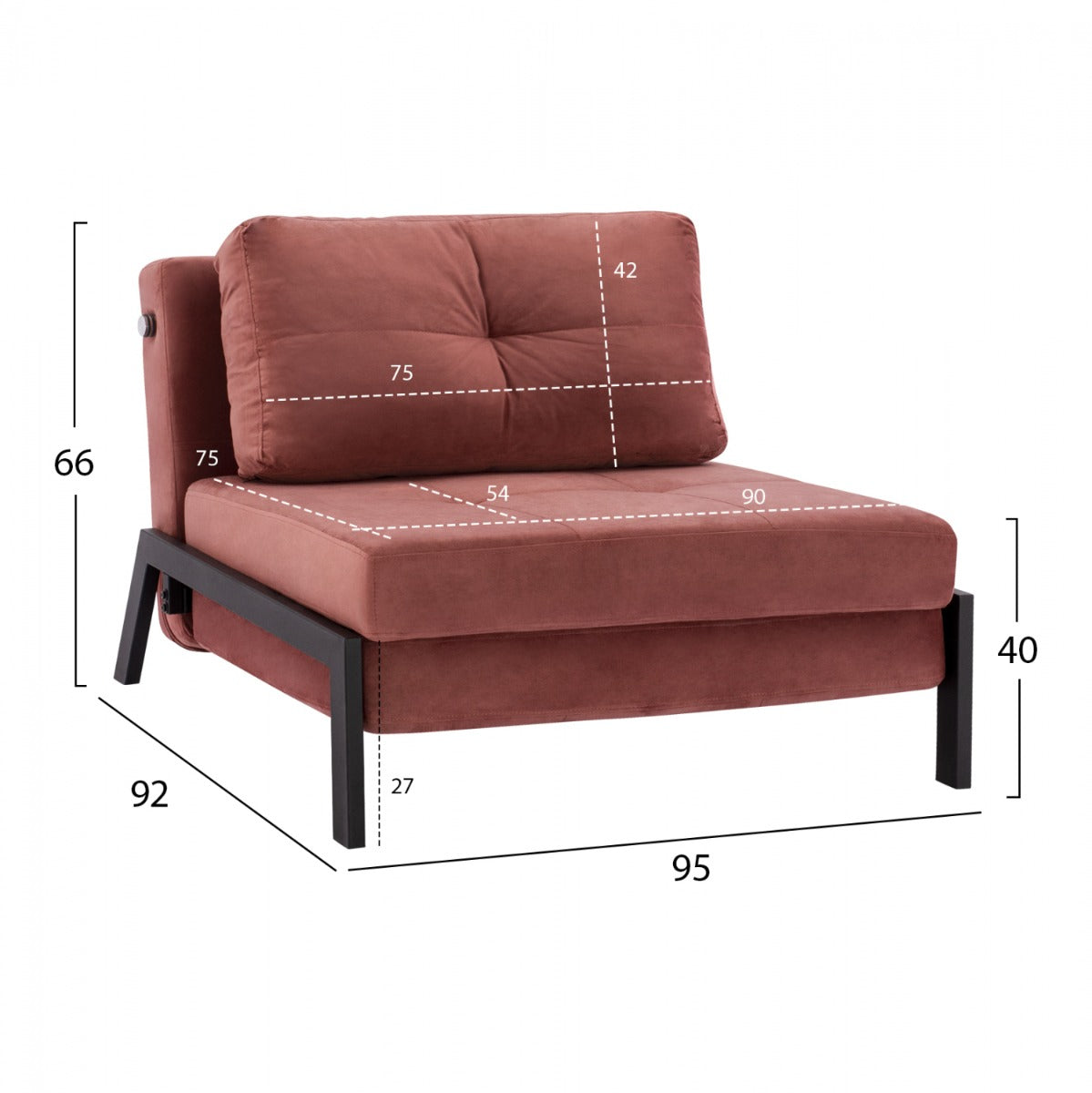 Fotoliu extensibil ELISE VELVET