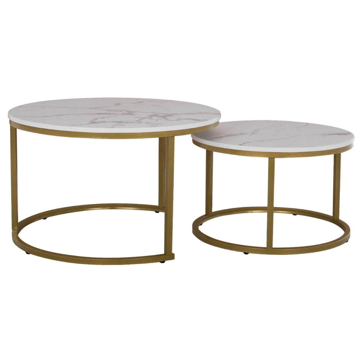 Set 2 masute de cafea RODESE WHITE/YELLOW Ø80/48 CM - PROMO STOC