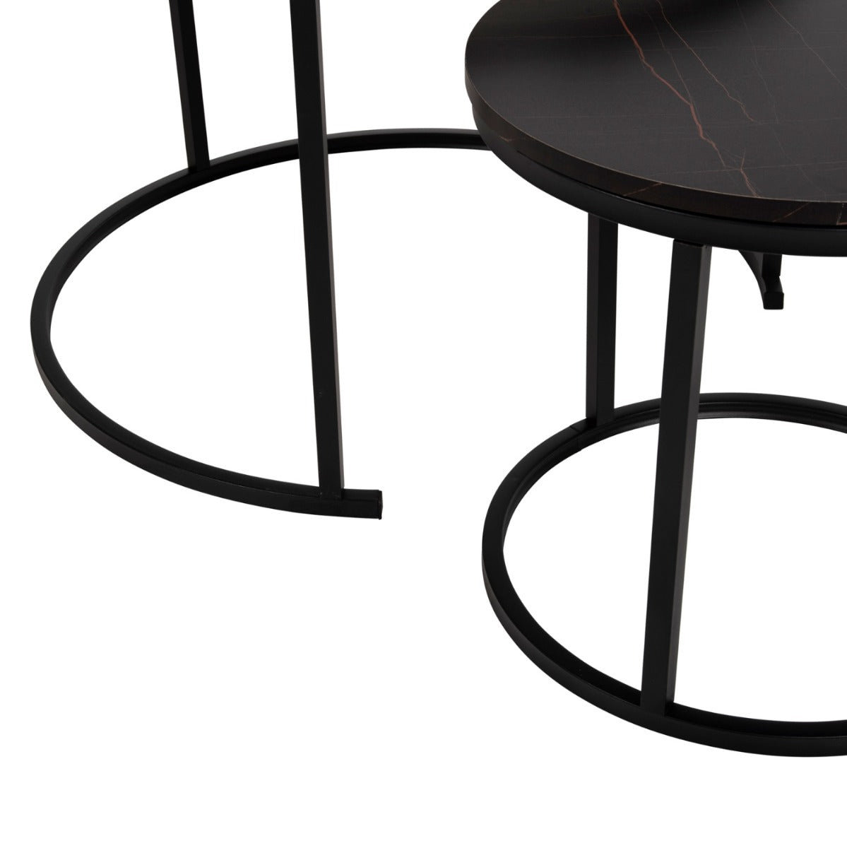 Set 2 masute de cafea RODESE BLACK/WHITE Ø48x47/80x52 CM