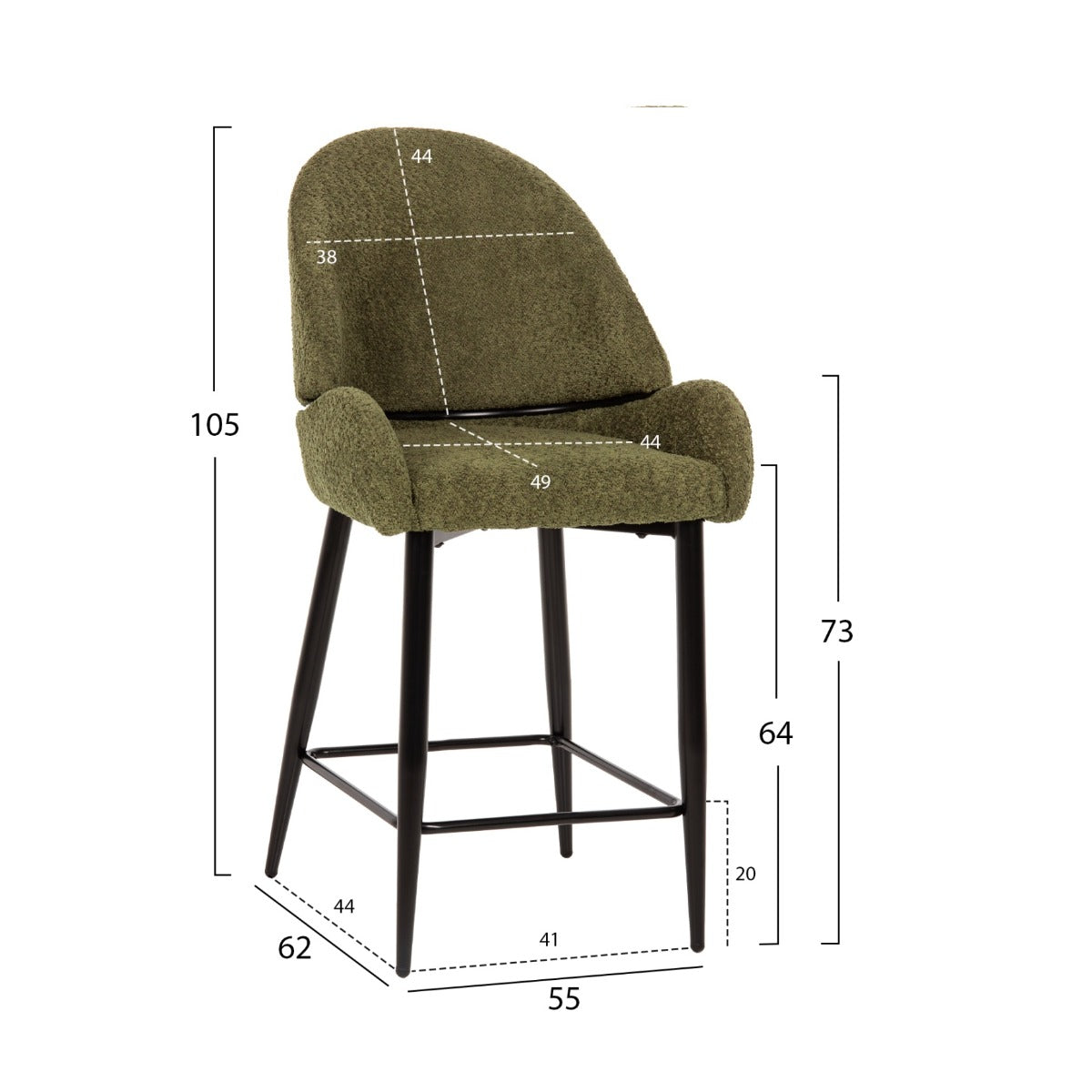 Scaun de bar ROKAS BOUCLE H64 CM