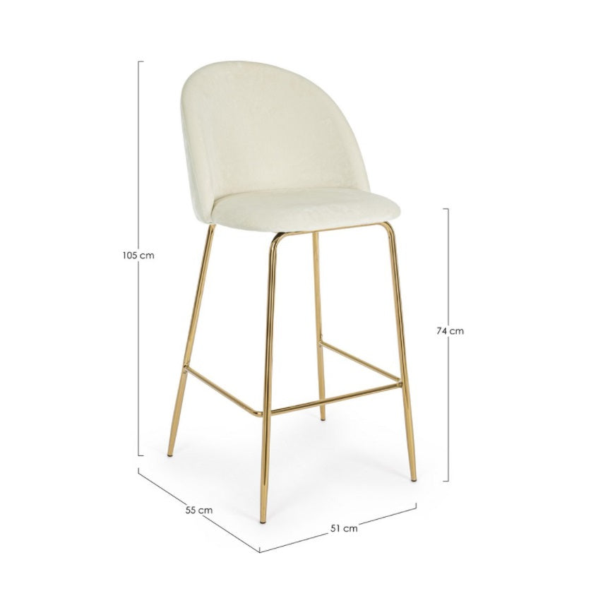 Scaun de bar CARE VELVET WHITE H74 CM