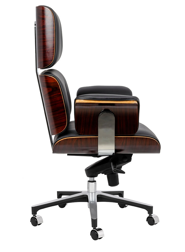 Scaun de birou LOUNGE negru - placaj de trandafir