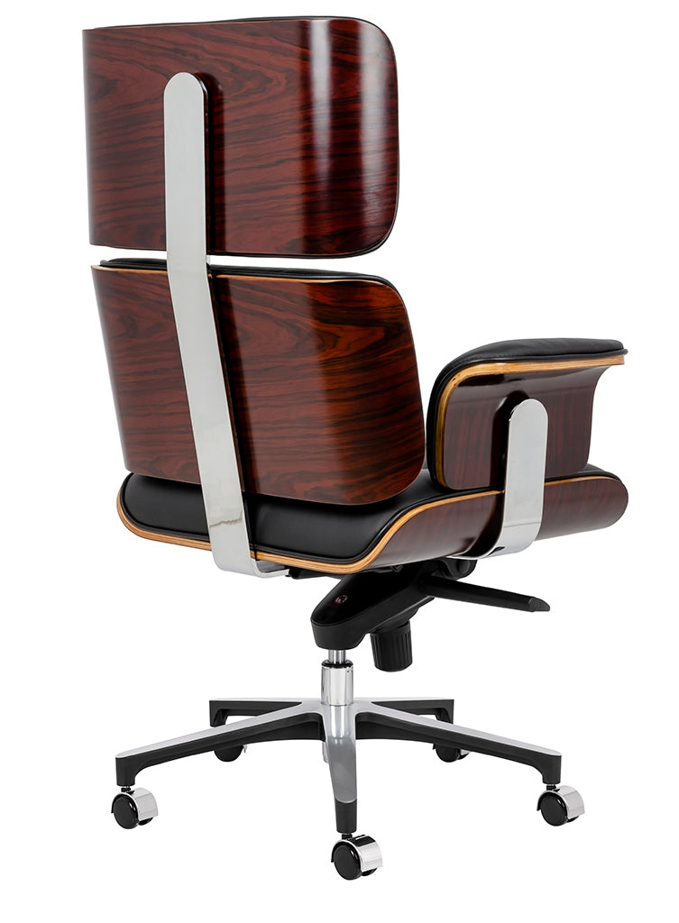 Scaun de birou LOUNGE negru - placaj de trandafir