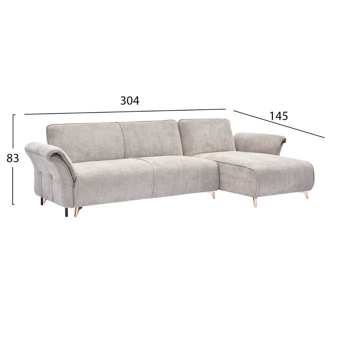Coltar reversibil extensibil SENARO FABRIC BEIGE 300 CM