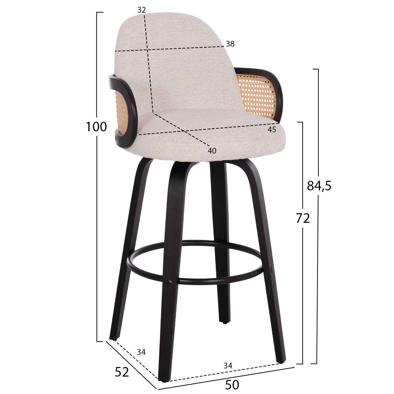 Scaun de bar rotativ LONTA H72 CM