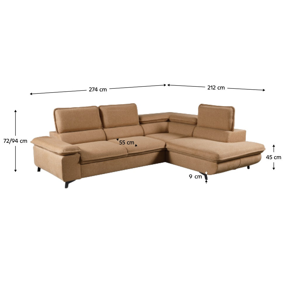 Coltar dreapta extensibil STARVIK BROWN 274 CM