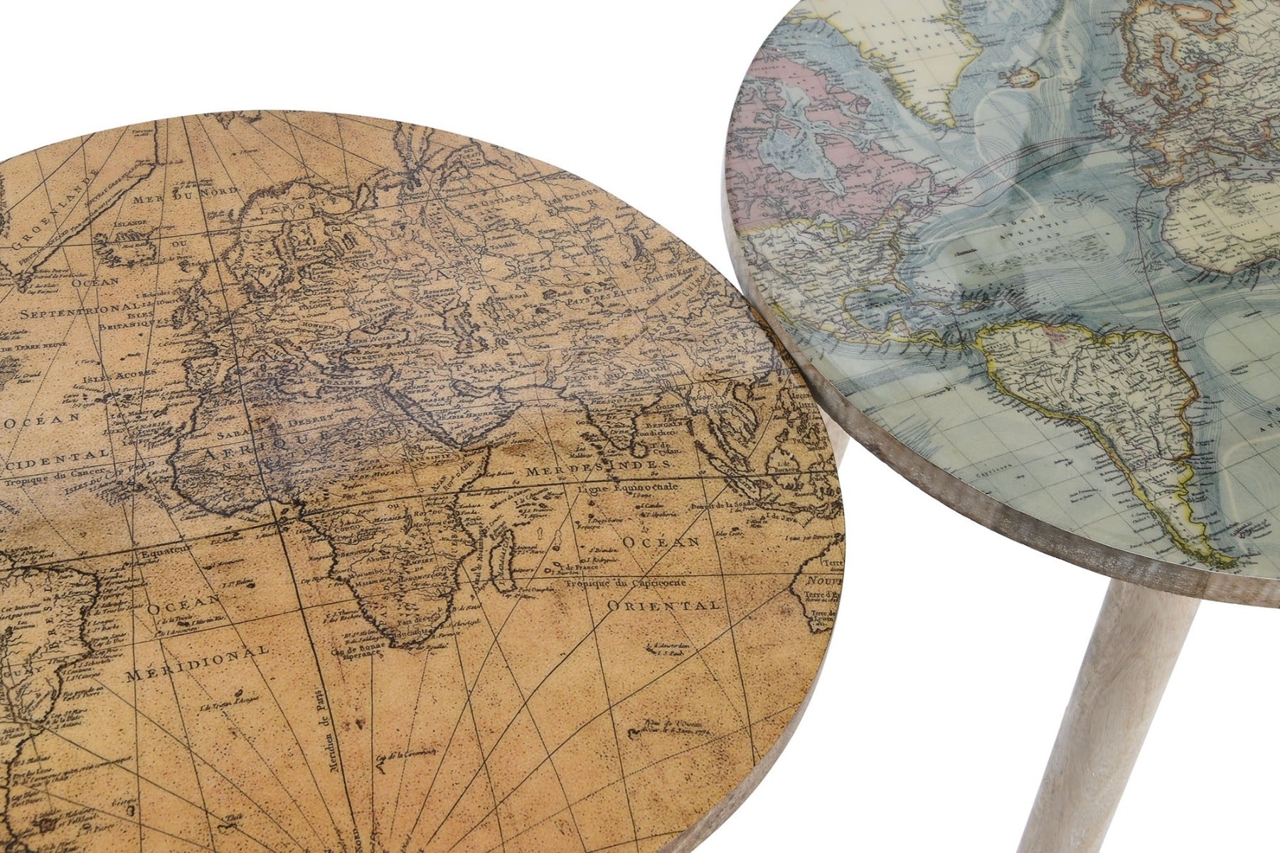 Set 2 masute de cafea TELAVI WORLD MAP Ø40 CM - PROMO STOC