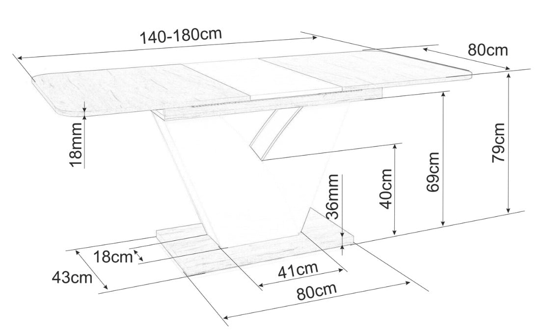 Masa extensibila VIDAL 140(180) x 80 CM
