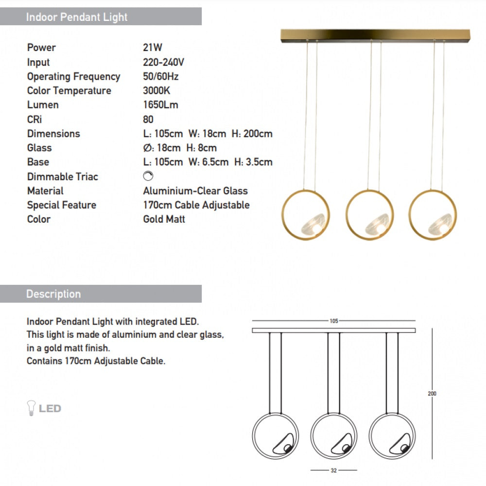 Lampa suspendata dimabila VIOLIN LINIAR