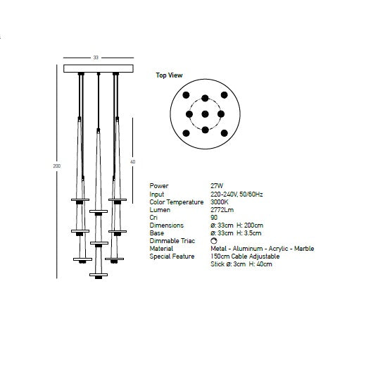 Lampa suspendata dimabila VIRALIN NINE