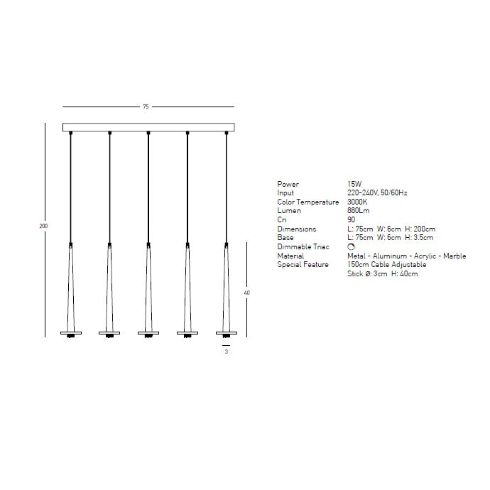 Lampa suspendata dimabila VIRALIN LINIAR