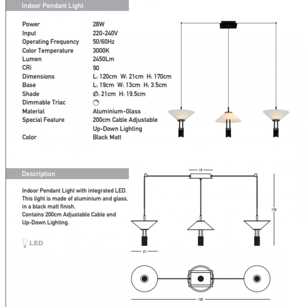 Lampa suspendata dimabila VIRANO LINIAR