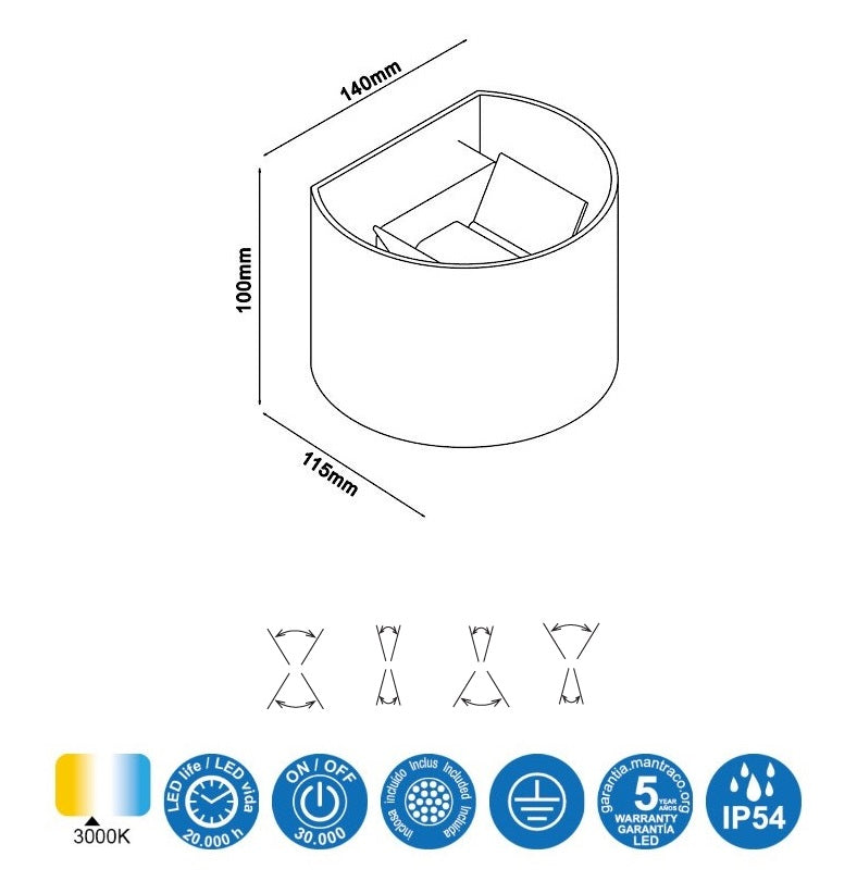 Aplica de perete VOXA GREY